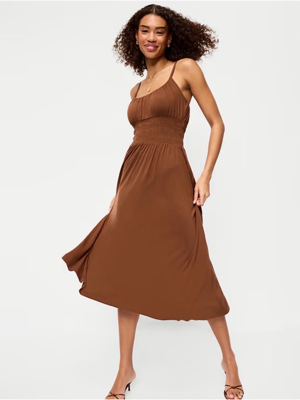 Old Navy Fit & Flare Jersey Smocked-Waist Midi Dress NWT